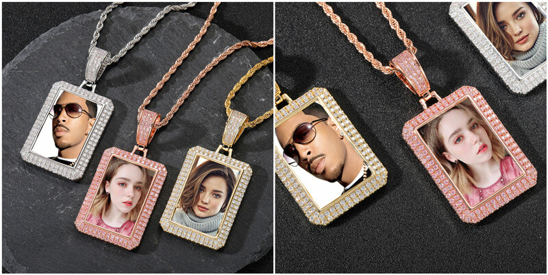 personalized photo pendant mens jewelry wholesale gold locket photo necklace charm bulk personalized mens hiphop photo necklace silver 